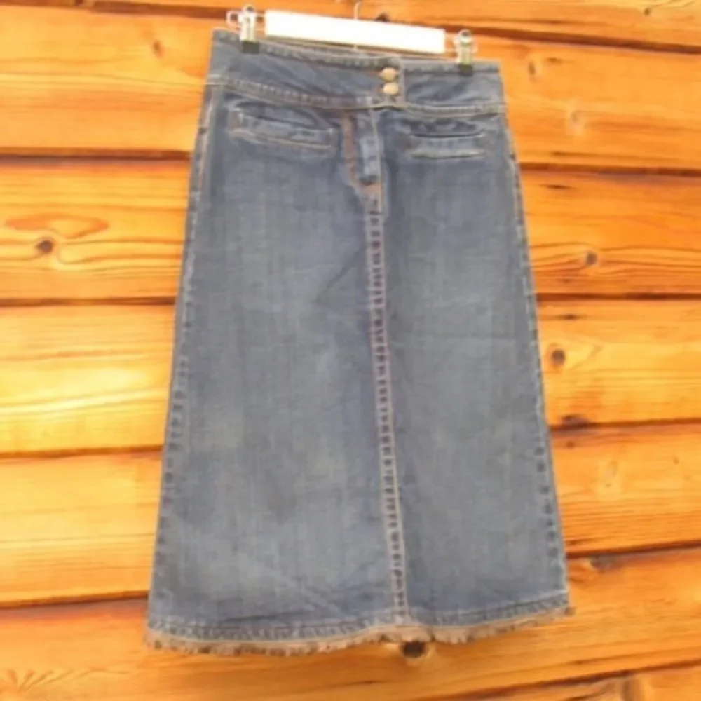 CAbi Blue Denim Midi Skirt